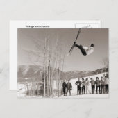 ヴィンテージスキーイメージ、スキーのトリック ポストカード (正面/裏面)