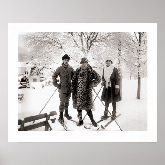ヴィンテージスキーイメージ、ピスト上のファッション ポスター (正面)