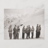 ヴィンテージスキーイメージ、レディーススキーアウトティング ポストカード (正面)