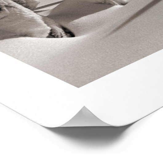 ヴィンテージスキーイメージ、冬の村に向けて ポスター (角)