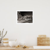 ヴィンテージスキーイメージ、冬の村に向けて ポスター (キッチン)