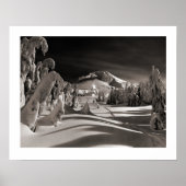 ヴィンテージスキーイメージ、冬の村に向けて ポスター (正面)