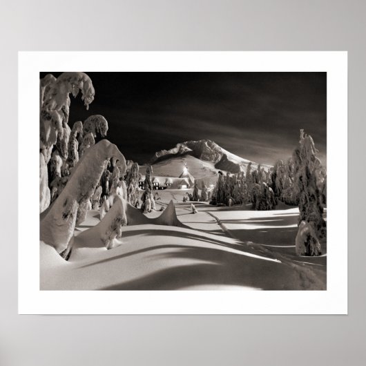 ヴィンテージスキーイメージ、冬の村に向けて ポスター (正面)