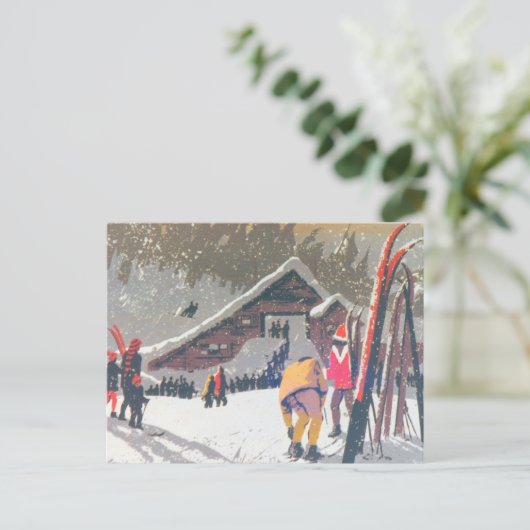 ヴィンテージスキーイメージ、競合に対応 ポストカード (スタンド正面)