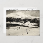 ヴィンテージスキーイメージ、谷のスキーヤー ポストカード (正面/裏面)
