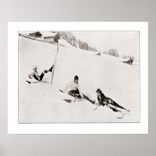 ヴィンテージスキーイメージ、雪のおもしろい ポスター (正面)