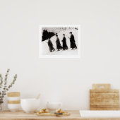 ヴィンテージスキーイメージ、4人のレディ日本のース ポスター (キッチン)