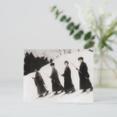 ヴィンテージスキーイメージ、4人のレディ日本のース ポストカード (スタンド正面)