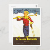 ヴィンテージスキーケベックカナダシャトーフロンテナック ポストカード (正面/裏面)