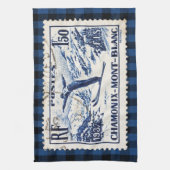 ヴィンテージスキーシャモニーモンブラン切手 キッチンタオル (縦)