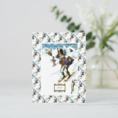 ヴィンテージスキーシーン、ダウンヒルスキー ポストカード (スタンド正面)