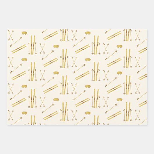 ヴィンテージスキーパターン ラッピングペーパーシート (正面3)