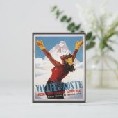 ヴィンテージスキーポスター、イタリア、バルダオスタ ポストカード (スタンド正面)