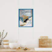 ヴィンテージスキーポスター、ケベック州ウィンタースポーツ用 ポスター (キッチン)