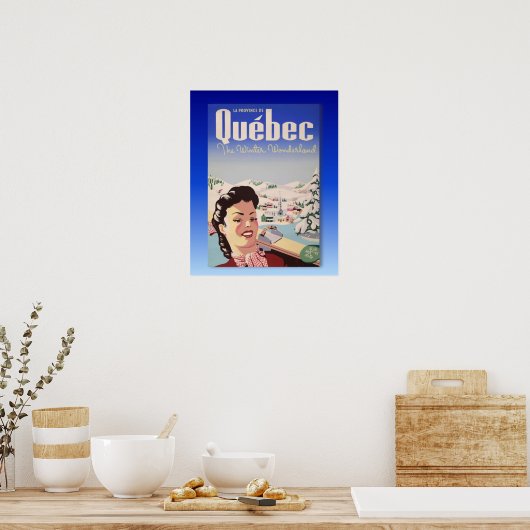 ヴィンテージスキーポスター、ケベック、冬のワンダーランド ポスター (キッチン)