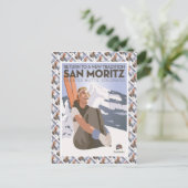ヴィンテージスキーポスター、サンモリッツ・クリステッド・ビュート ポストカード (スタンド正面)