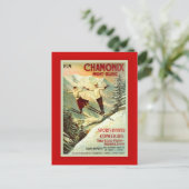 ヴィンテージスキーポスター、シャモニー山ブラン ポストカード (スタンド正面)