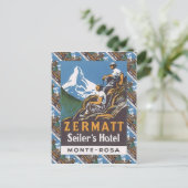 ヴィンテージスキーポスター、スイス、ツェルマット、 ポストカード (スタンド正面)