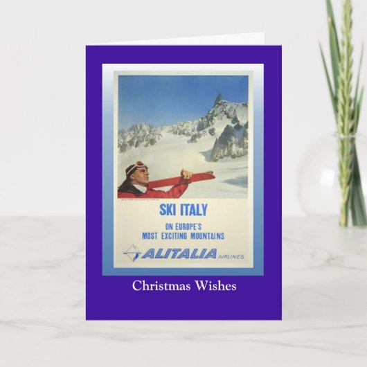 ヴィンテージスキーポスター、スキーイタリア、アリタリア シーズンカード (正面)