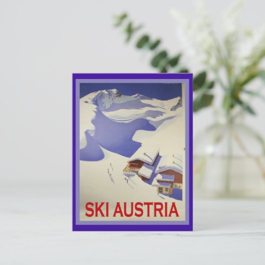 ヴィンテージスキーポスター、スキーオーストリア ポストカード (スタンド正面)