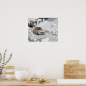 ヴィンテージスキーポスター、ピストまでの車 ポスター (キッチン)