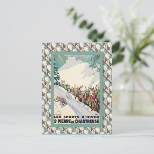 ヴィンテージスキーポスター、フランス、サンピエール・ド・シャルトレウス ポストカード (スタンド正面)
