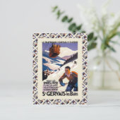 ヴィンテージスキーポスター、フランス、St Gervais les Bain ポストカード (スタンド正面)