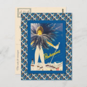 ヴィンテージスキーポスター、ポントレシーナ ポストカード (正面/裏面)