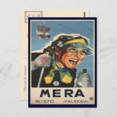 ヴィンテージスキーポスター、メラ ポストカード (正面/裏面)