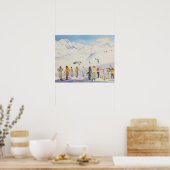 ヴィンテージスキーポスター、山のスキーヤー ポスター (キッチン)