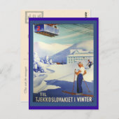 ヴィンテージスキーポスター、Czeuchoslavakia ポストカード (正面/裏面)