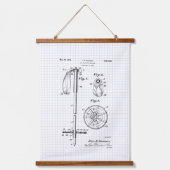 ヴィンテージスキーポール特許イラストレーション 吊り下げ型タペストリー (正面)