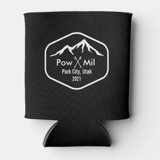 ヴィンテージスキーマウンカスタムテン文字両サイドブラック 缶クーラー (正面)