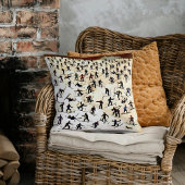 ヴィンテージスキーヤーアート、冬の風景画 クッション