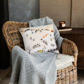 ヴィンテージスキーヤーアート、冬の風景画 クッション