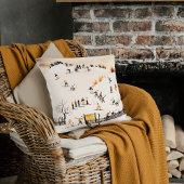 ヴィンテージスキーヤーアート、冬の風景画 クッション