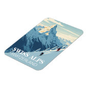 ヴィンテージスキーヤースイスアルプススイストラベル マグネット (左側)