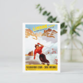 ヴィンテージスキーリモネピエモンテイタリアントラベルポスター ポストカード (スタンド正面)