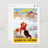 ヴィンテージスキーリモネピエモンテイタリアントラベルポスター ポストカード (正面/裏面)