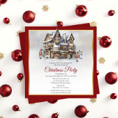ヴィンテージスキーロッジとくるみ割り人形のクリスマス パーティー 招待状