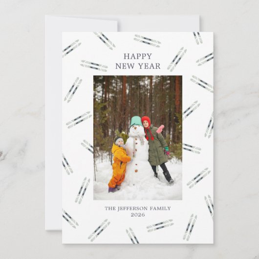 ヴィンテージスキー写真ホリデーカード シーズンカード (正面)