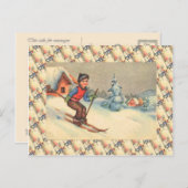 ヴィンテージスキー場、若いスタート ポストカード (正面/裏面)