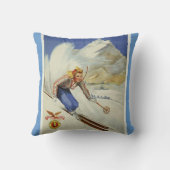 ヴィンテージスキー旅行芸術 クッション (裏面)