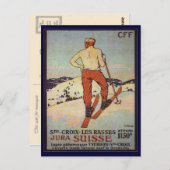 ヴィンテージスキー、セントクロワレラッセジュラ・スイセ ポストカード (正面/裏面)