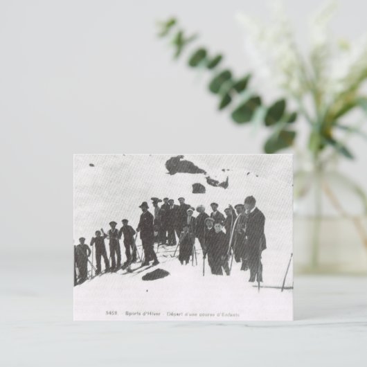 ヴィンテージスキー、若者のためのスキーレッスン1900 ポストカード (スタンド正面)