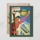 ヴィンテージスキーinスイス旅行はがき ポストカード (正面/裏面)