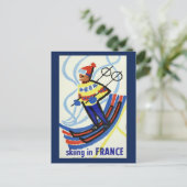 ヴィンテージスキーinフランス旅行はがき ポストカード (スタンド正面)