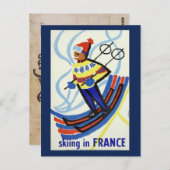 ヴィンテージスキーinフランス旅行はがき ポストカード (正面/裏面)