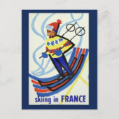 ヴィンテージスキーinフランス旅行はがき ポストカード (正面)