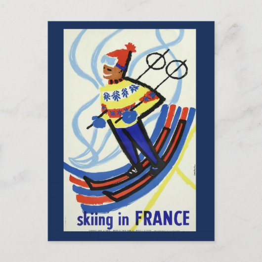 ヴィンテージスキーinフランス旅行はがき ポストカード (正面)